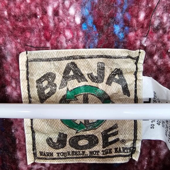 Baja Joe Red Blue Striped Baja Hooded Jacket Beach Hippie L/XL - Picture 8 of 11